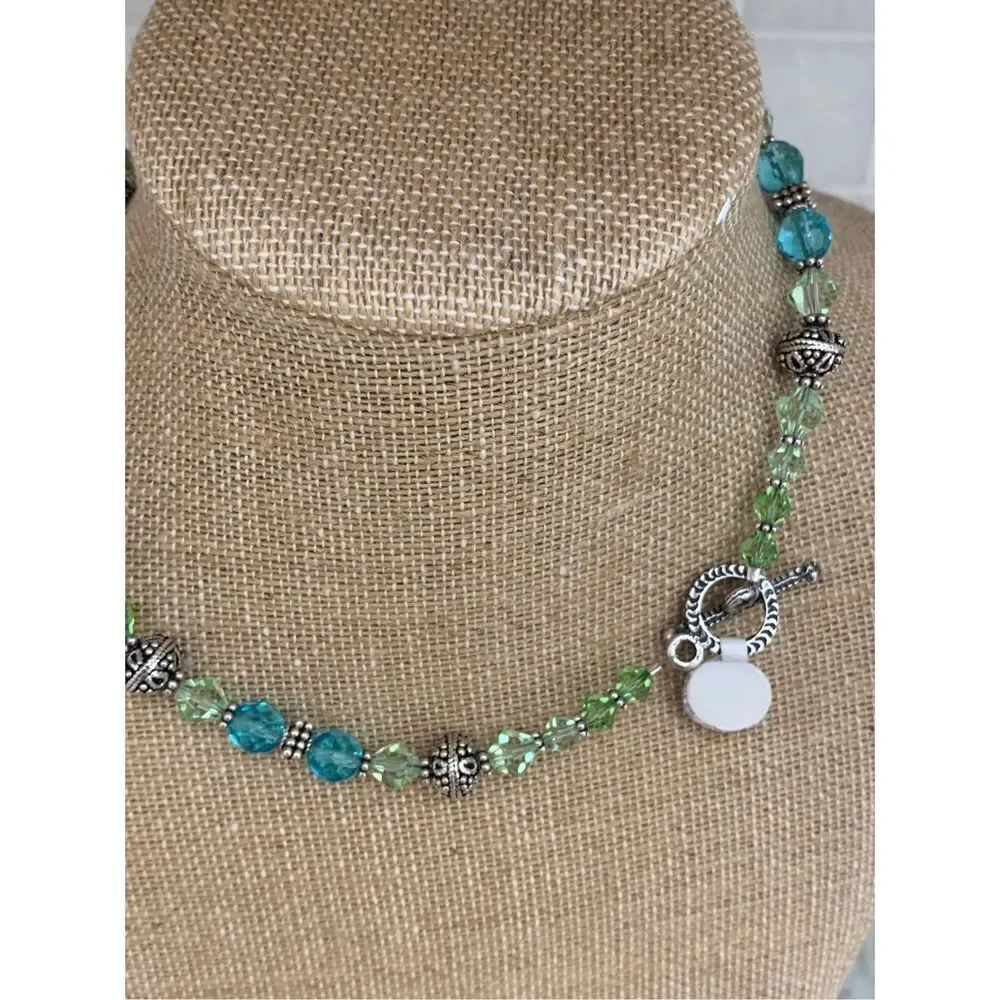 Venetian Glass Crystal Bali Sterling Silver Necklace #Italy